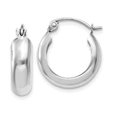 10k White Gold 4mm Round Hoop Earrings