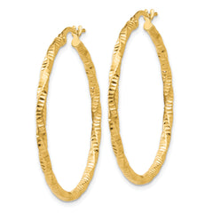 10k Polished and Textured Hoop Earrings