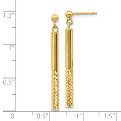 10k Polished and Diamond-cut Bar Dangle Post Earrings