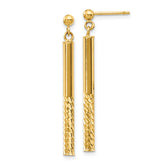 10k Polished and Diamond-cut Bar Dangle Post Earrings