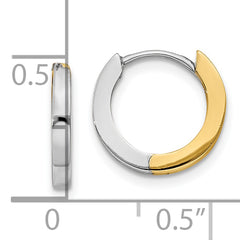 10k Two-tone 2mm Round Hinged Hoop Earrings