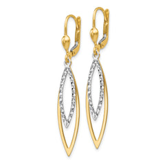 10k Two-tone Diamond-cut Leverback Earrings