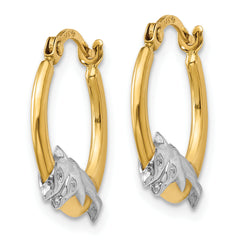 10K & Rhodium Dolphin Hoop Earrings