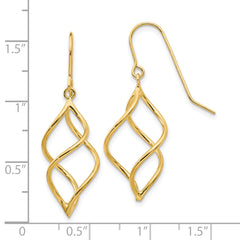 10k Polished Short Twisted Dangle Earrings