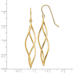 10k Polished Long Twisted Dangle Earrings