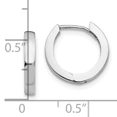 10k White Gold Round Hinged Hoop Earrings