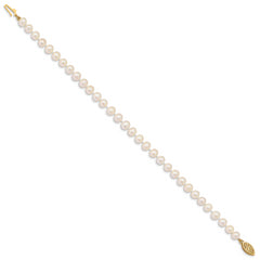 10k 5-6mm White Near-Round Freshwater Cultured Pearl 7.5 inch Bracelet