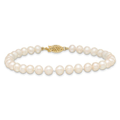 10k 5-6mm White Near-Round Freshwater Cultured Pearl 7.5 inch Bracelet