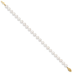10k 6-7mm White Near-Round Freshwater Cultured Pearl 7.5 inch Bracelet