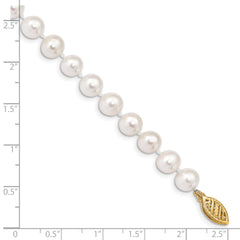 10k 6-7mm White Near-Round Freshwater Cultured Pearl 7.5 inch Bracelet