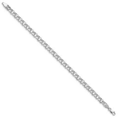 10k White Gold Lite 5mm Double Link Charm Bracelet