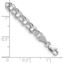 10k White Gold Lite 5mm Double Link Charm Bracelet