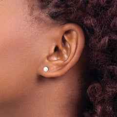 10k 4-5mm White Button Freshwater Cultured Pearl Stud Post Earrings