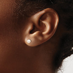 10k 4-5mm White Round Freshwater Cultured Pearl Stud Post Earrings