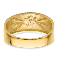 14k Men's with Rhodium Cross Wedding Ring Mounting (No Stone Included)