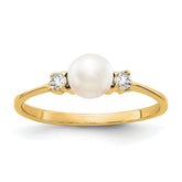 10 Karat 5mm FW Cultured Pearl A Diamond ring | Sophia Jewelers