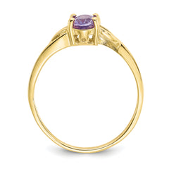 10k Polished Genuine Amethyst Birthstone Ring