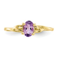 10k Polished Genuine Amethyst Birthstone Ring