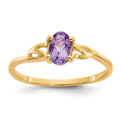10k Polished Genuine Amethyst Birthstone Ring