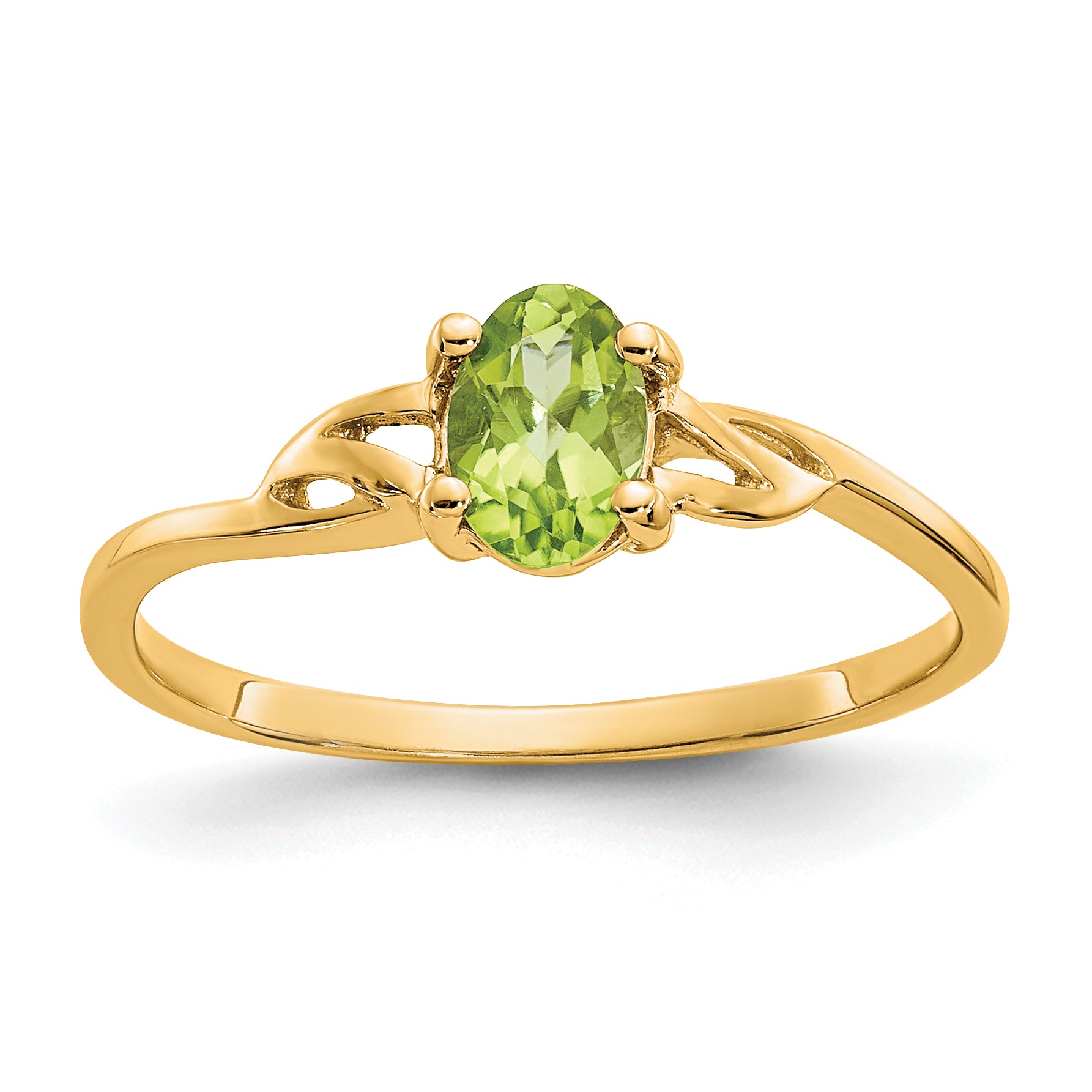 10k Polished Genuine Peridot Birthstone Ring