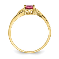 10k Polished Genuine Pink Tourmaline Birthstone Ring