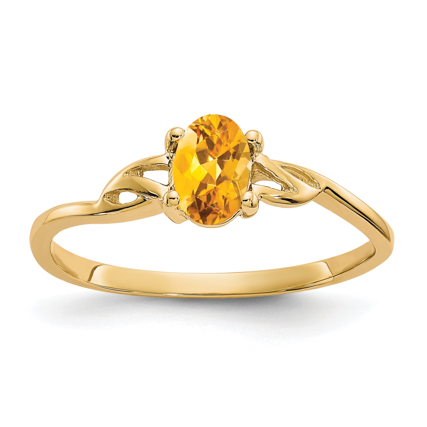 10k Polished Genuine Citrine Birthstone Ring