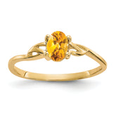 10k Polished Genuine Citrine Birthstone Ring