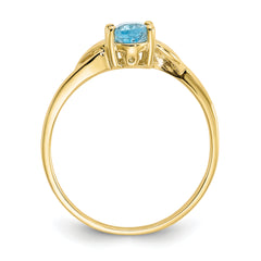 10k Polished Genuine Blue Topaz Birthstone Ring
