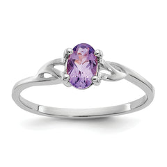 10k White Gold Polished Genuine Amethyst Birthstone Ring