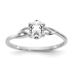 10k White Gold Polished Genuine White Topaz Birthstone Ring