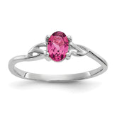 10k White Gold Polished Genuine Pink Tourmaline Birthstone Ring