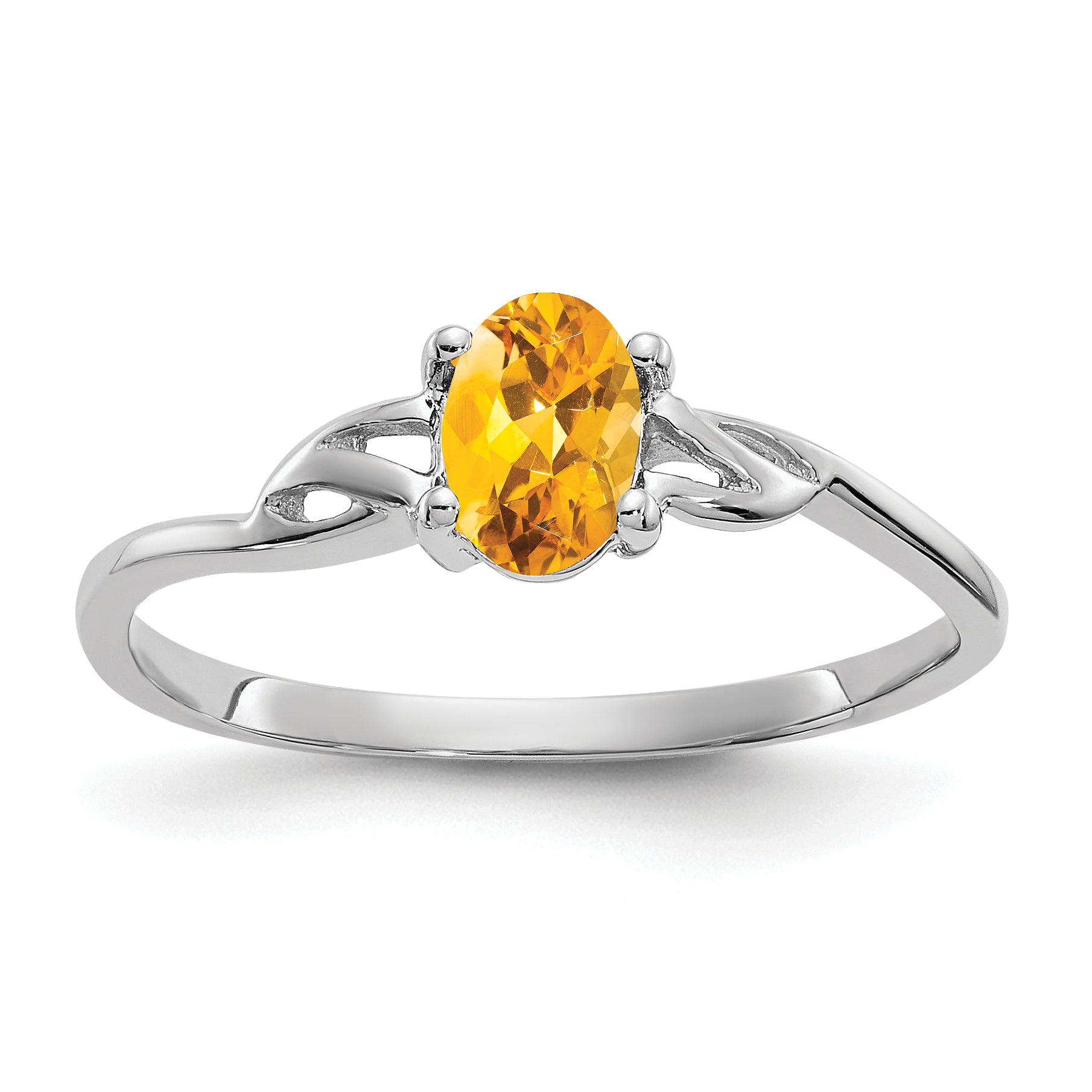 10k White Gold Polished Genuine Citrine Birthstone Ring