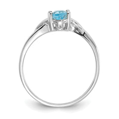10k White Gold Polished Genuine Blue Topaz Birthstone Ring