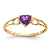 10k Polished Genuine Amethyst Birthstone Ring