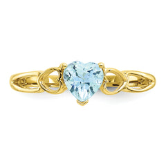 10k Polished Genuine Aquamarine Birthstone Ring
