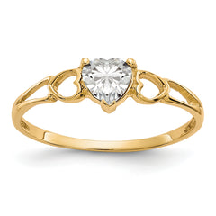 10k Polished Genuine White Topaz Birthstone Ring