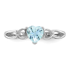 10k White Gold Polished Genuine Aquamarine Birthstone Ring