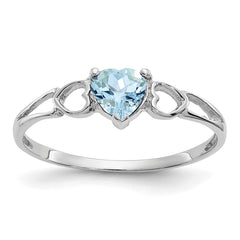 10k White Gold Polished Genuine Aquamarine Birthstone Ring