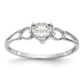 10k White Gold Polished Genuine White Topaz Birthstone Ring