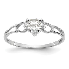 10k White Gold Polished Genuine White Topaz Birthstone Ring
