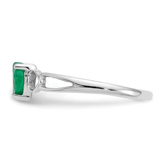 10k White Gold Polished Genuine Emerald Birthstone Ring
