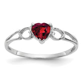 10k White Gold Polished Genuine Rhodolite Garnet Birthstone Ring