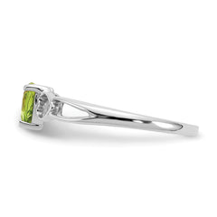 10k White Gold Polished Genuine Peridot Birthstone Ring