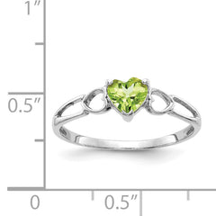 10k White Gold Polished Genuine Peridot Birthstone Ring