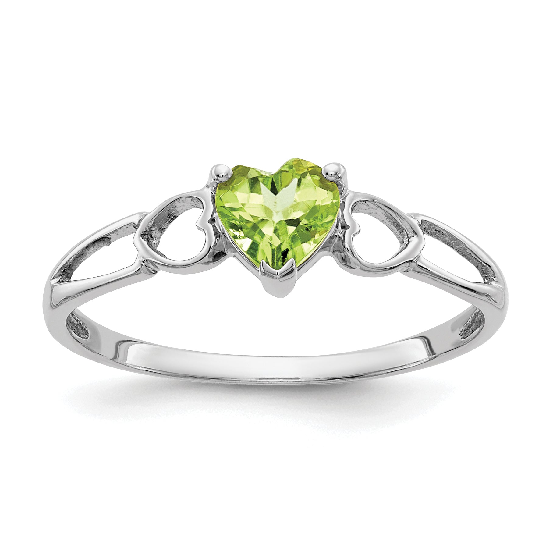 10k White Gold Polished Genuine Peridot Birthstone Ring