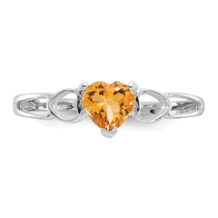 10k White Gold Polished Genuine Citrine Birthstone Ring