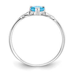 10k White Gold Polished Genuine Blue Topaz Birthstone Ring