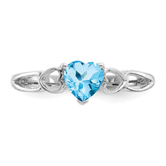 10k White Gold Polished Genuine Blue Topaz Birthstone Ring
