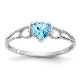 10k White Gold Polished Genuine Blue Topaz Birthstone Ring