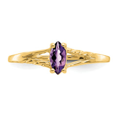 10k Polished Genuine Amethyst Birthstone Ring